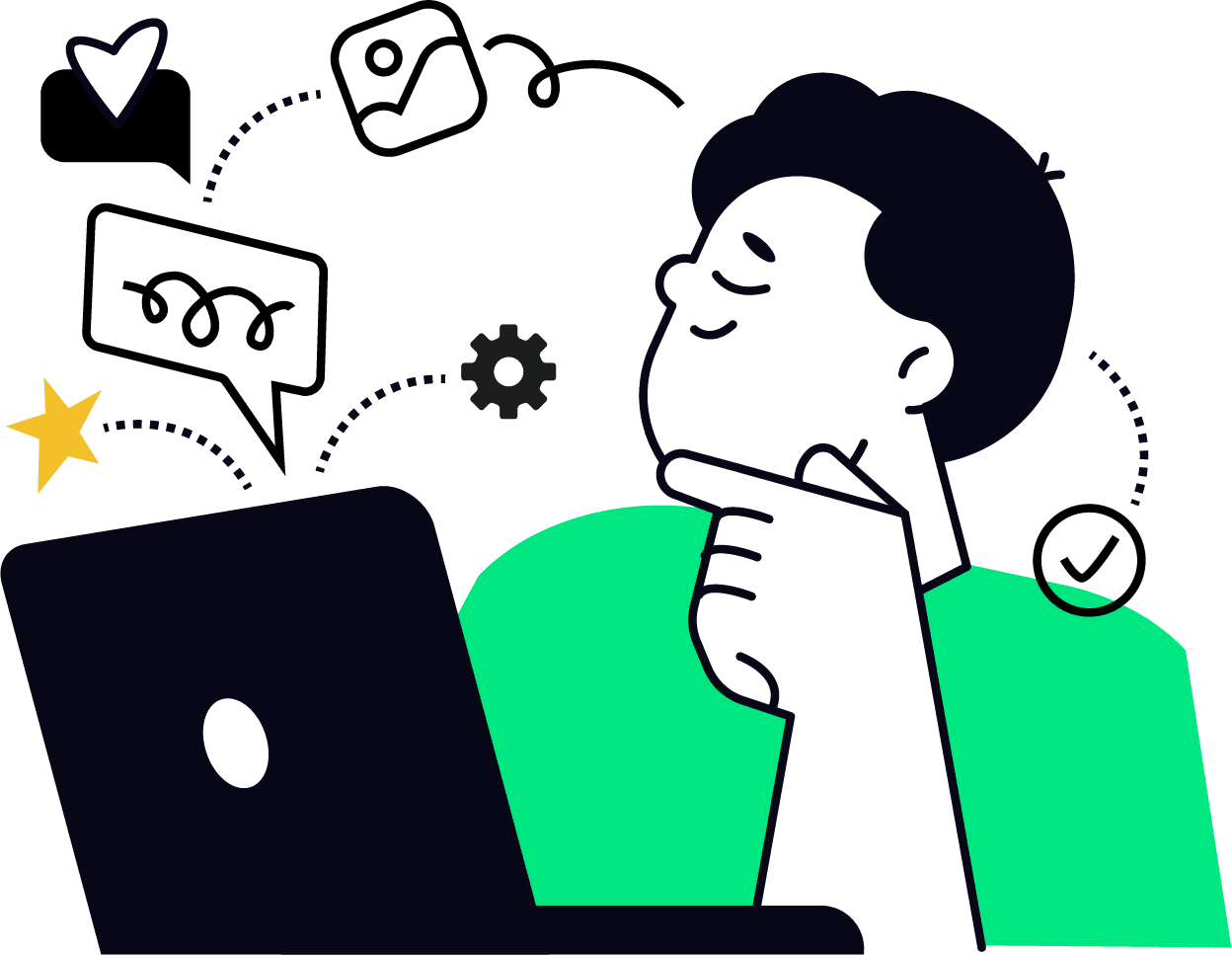 Ilustración persona usando una computadora